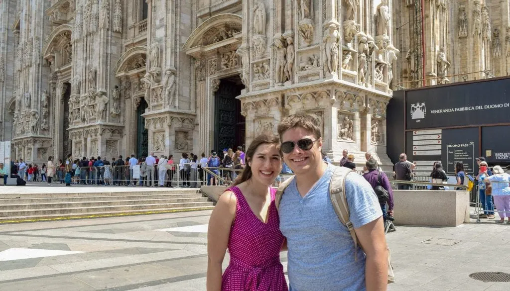 A family in Piazza del Duomo, Milan