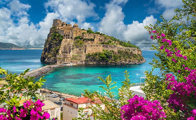 Landscape with Aragonese Castle, Ischia island, Italy