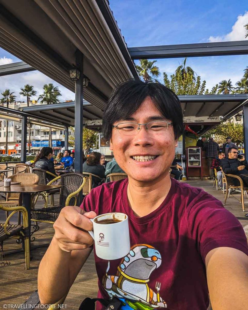 Travelling Foodie Raymond Cua enjoying Turkish Coffee at Saman Iskelesi Cafe in Marmaris