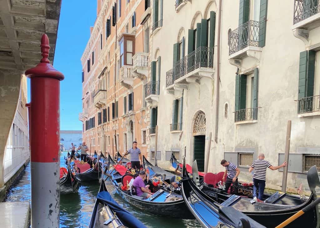 Gondola queue in Venice