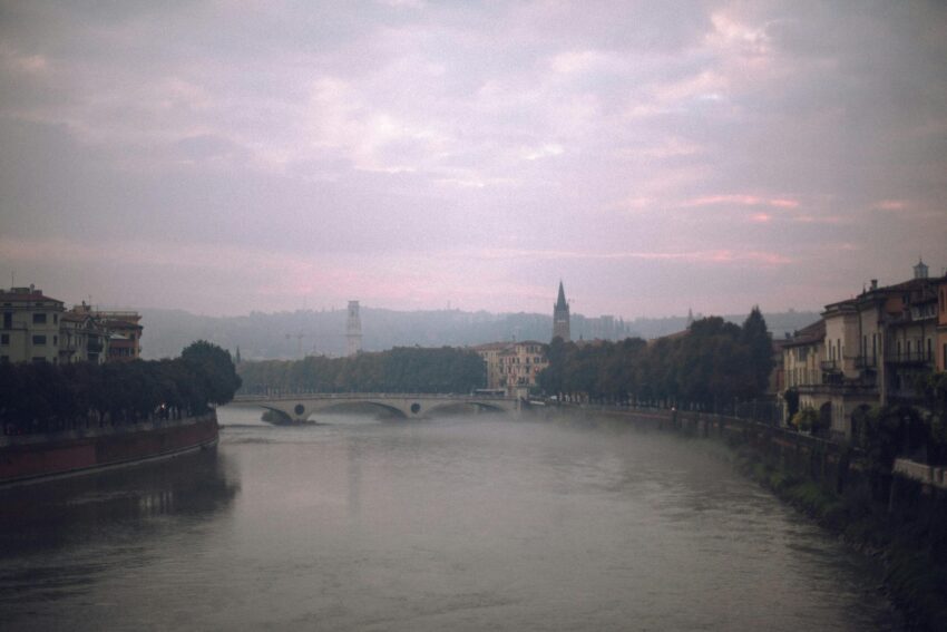 A wide river flowing through the city