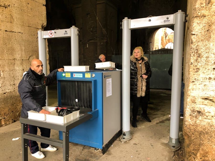 Security line at the Colosseum