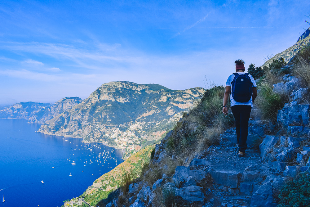 My boyfriend hiking along the Path of the Gods in the Amalfi Coast, Italy