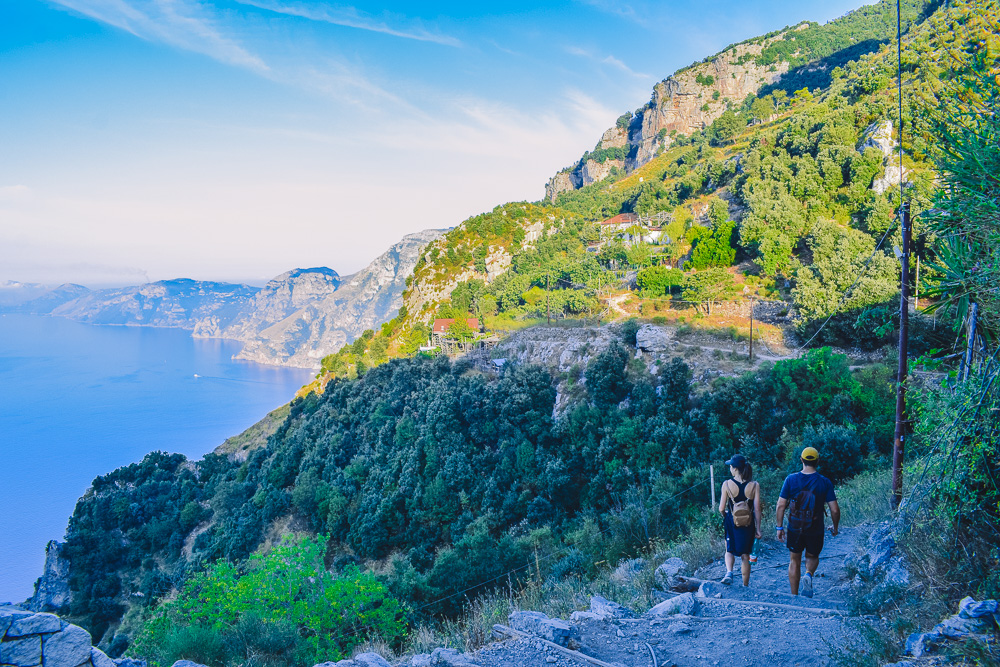 The Path of the Gods hiking trail once you make it to the cliffs (on the left from the Colle La Serra intersection)