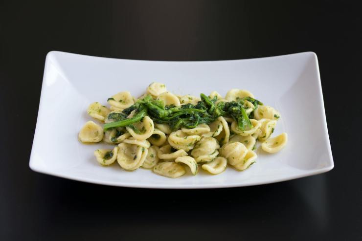 Yummy vegetable orecchiette on a plate