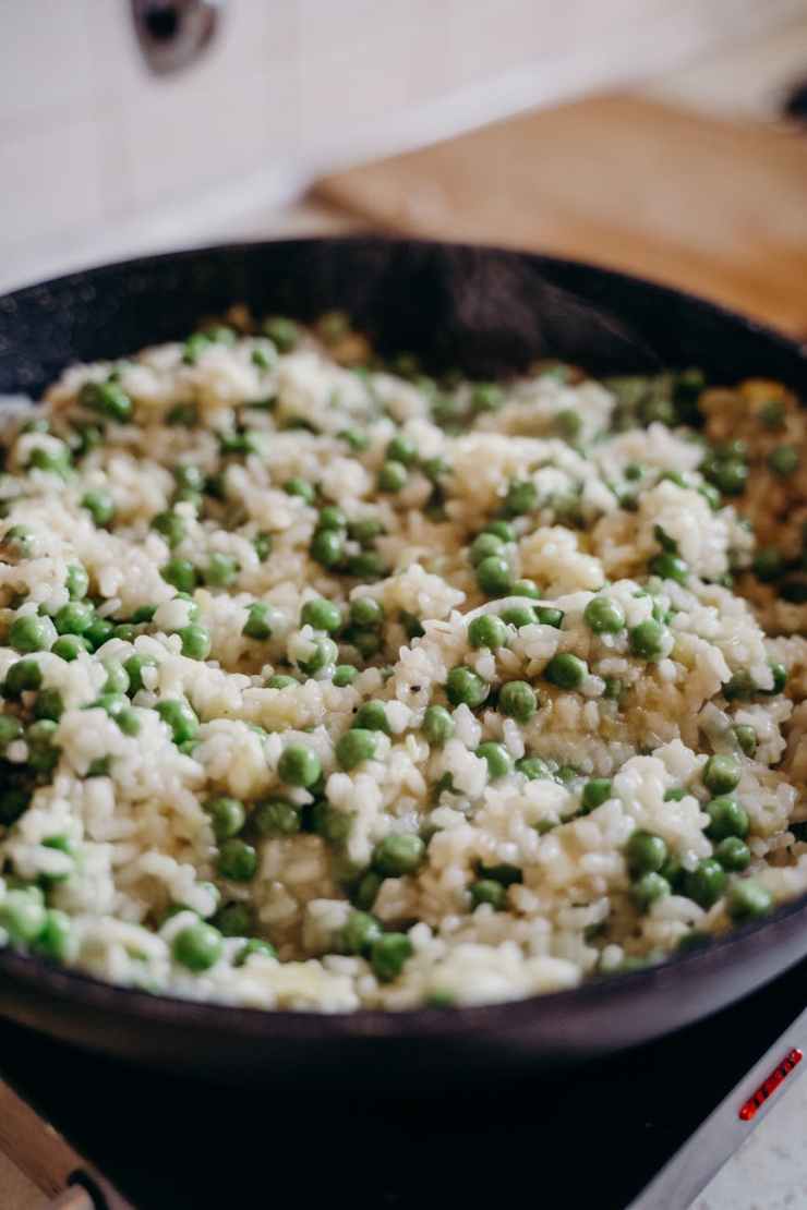 Cooked edamame bean risotto