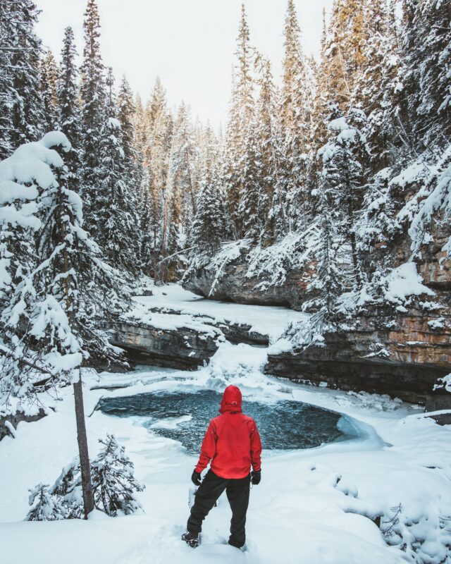 Johnston Canyon in Banff National Park during winter