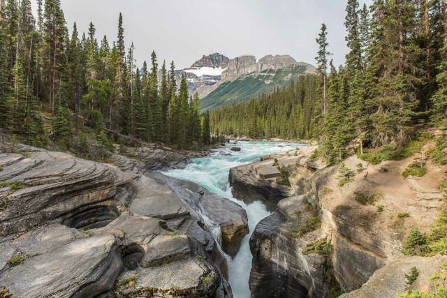 Mistaya Canyon easy hikes in Banff