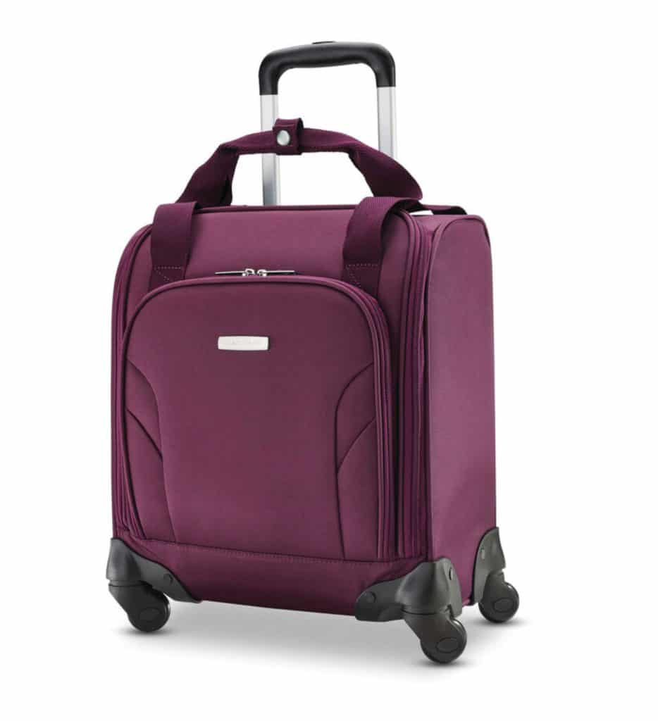 Burgundy Samsonite underseat carry-on