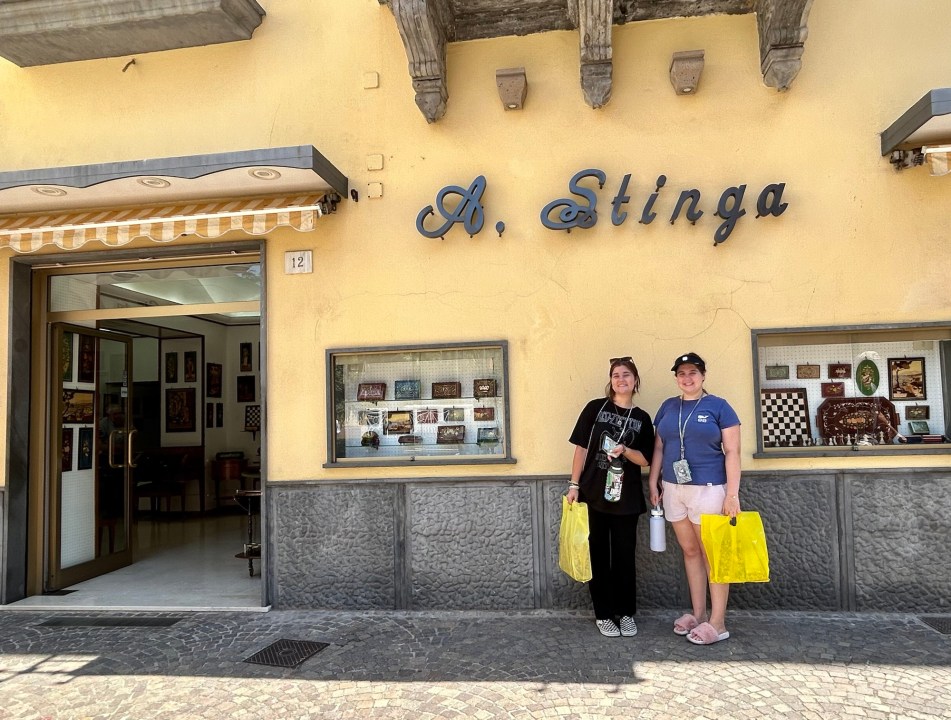 Kate and Emily outside Stinga Brothers' workshop in Sorrento - Photo by Margie Miklas