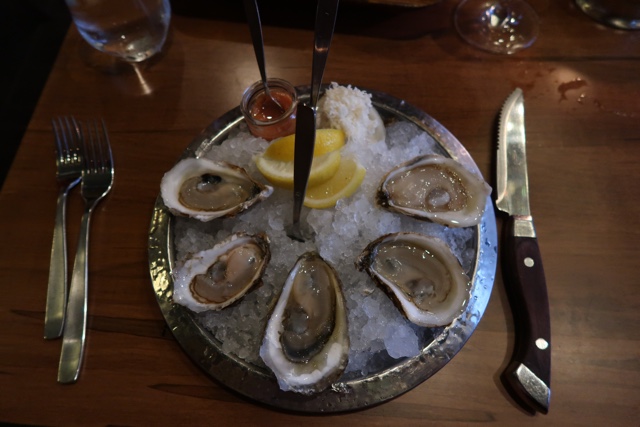 Fancy shucked oysters at Sims Steakhouse and Oyster Bar