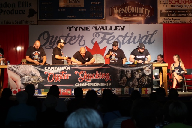 Oyster shucking competition at the Tyne Valley Oyster Festival in PEI