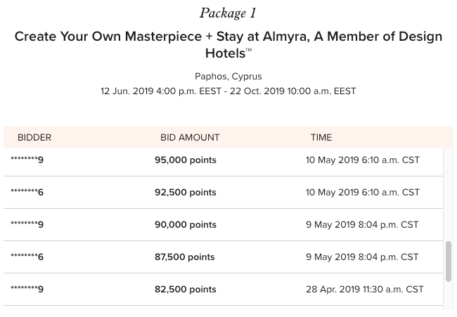 a screenshot of a hotel schedule