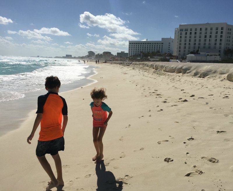 Kids on the Beach in Cancun at Chokmal