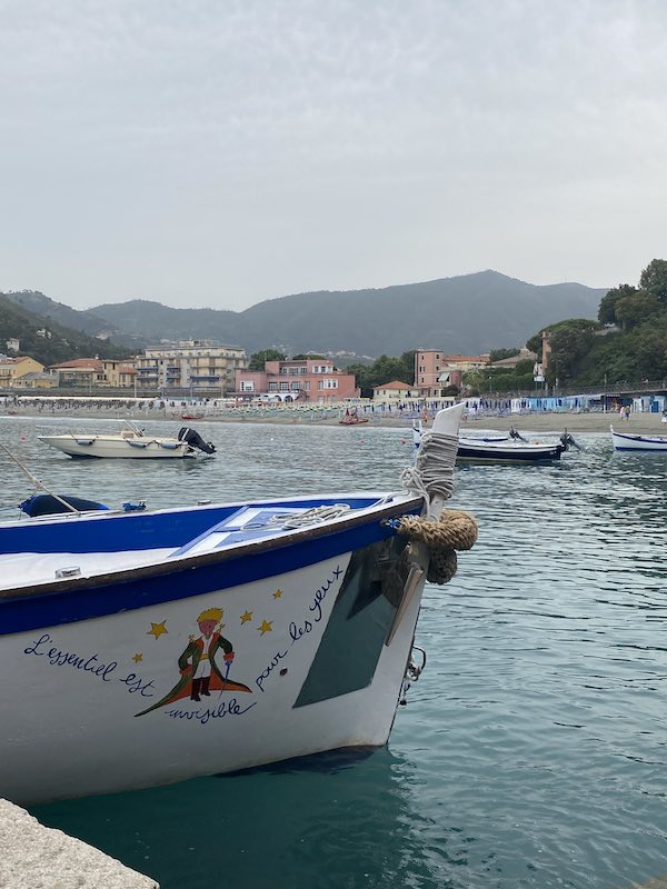 Close up of a boat in Levanto with a drawing of Le Petit Prince