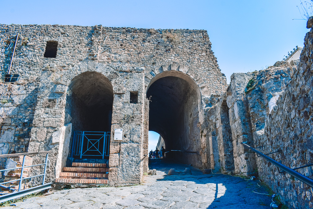 Entering the archaeological site of Pompeii from Porta Marina