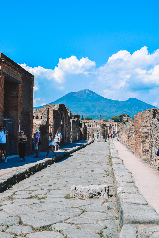 Walking down the cobbled streets of Pompeii, Italy