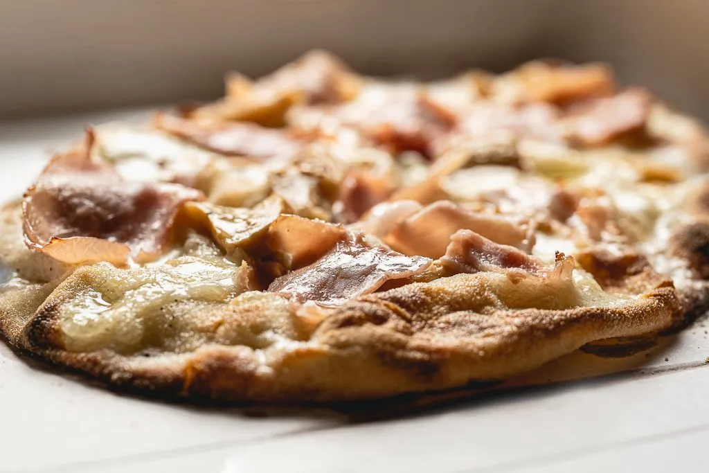 Close-up of takeaway pizza in Rome, Italy