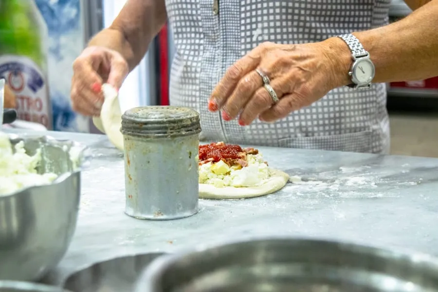 Naples Pizza Tour: fried pizza preparation at Pizzeria de’ Figliole