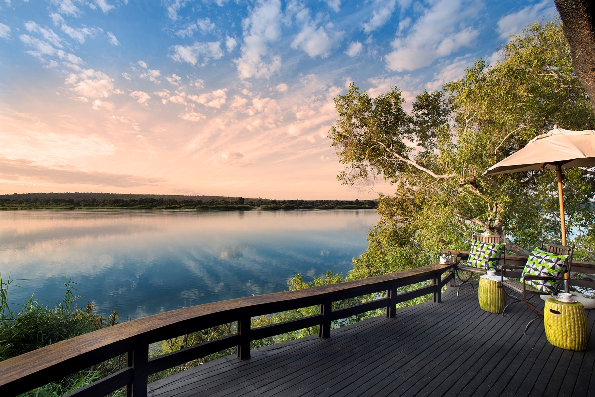 Royal Chundu River Lodge rests on a private stretch on the banks of the Zambezi River