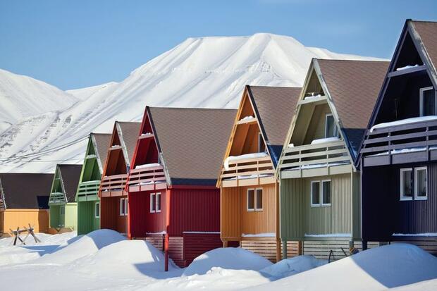 Colourful houses in Longyearbyen, Svalbard