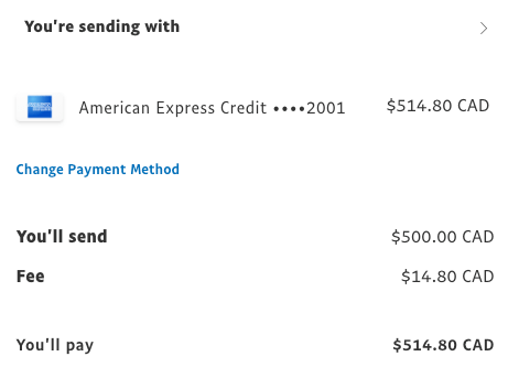 A screenshot of a credit card