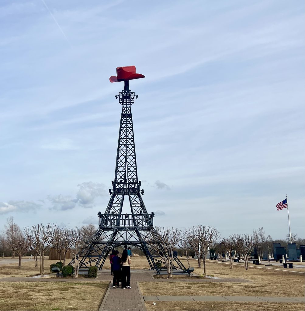 People waiting to visit the Paris Texas Eiffel Tower replica