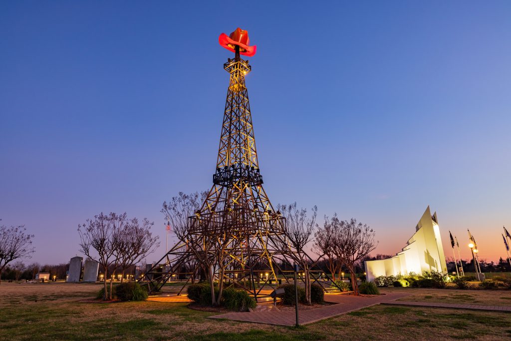 Eiffel Tower in Paris, Texas during blue hour