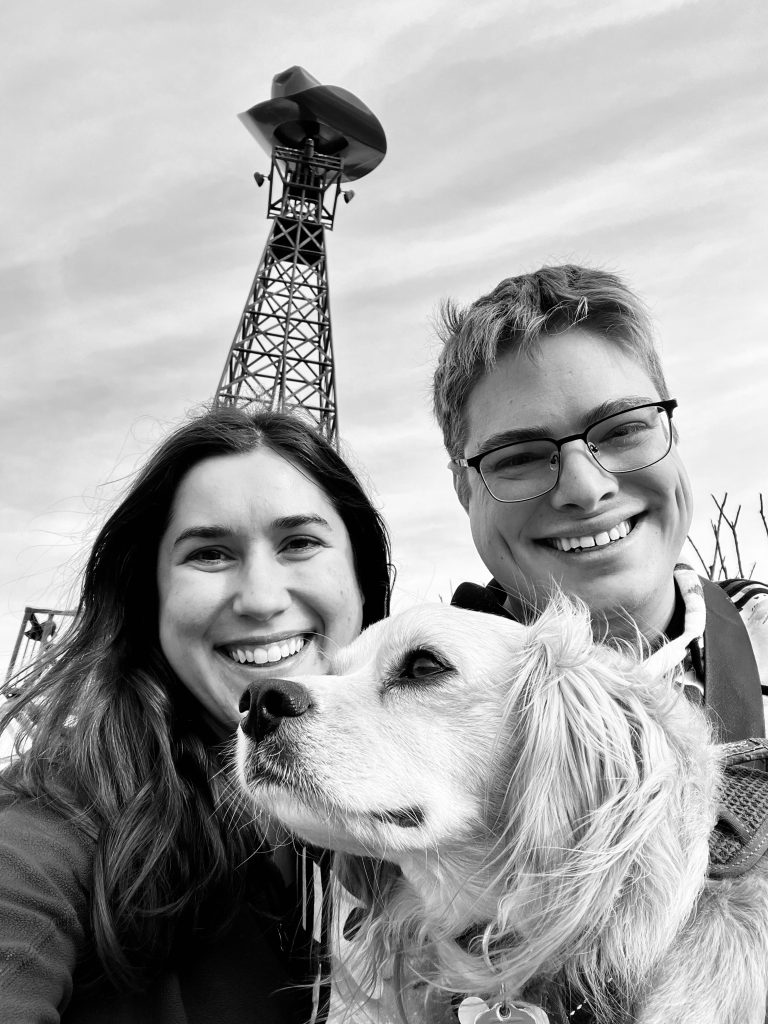 Selfie of Kate Storm, Jeremy Storm, and Ranger Storm with the Texas Eiffel Tower