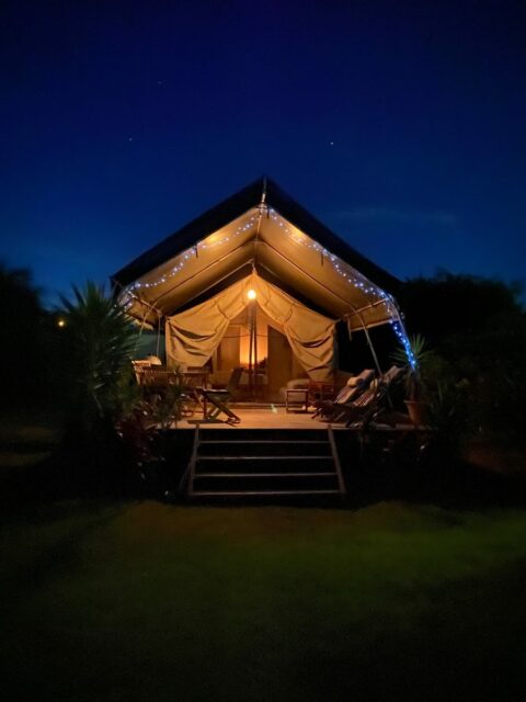 South Coast Retreat Tent by Night