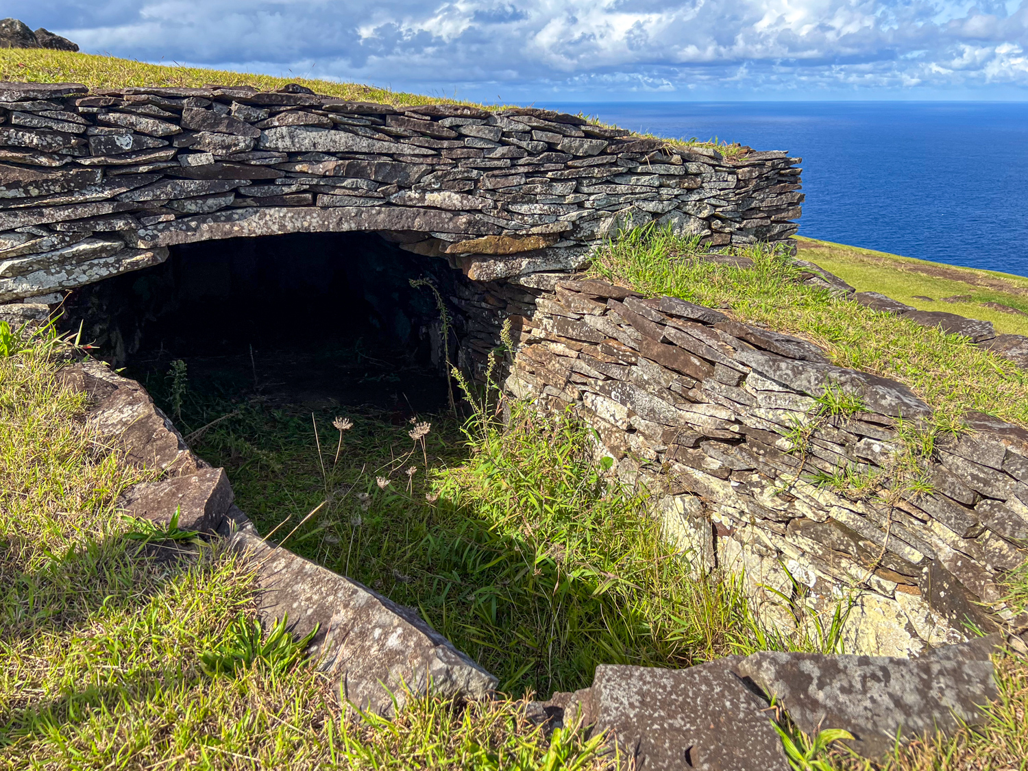 Entrance to a stone house.