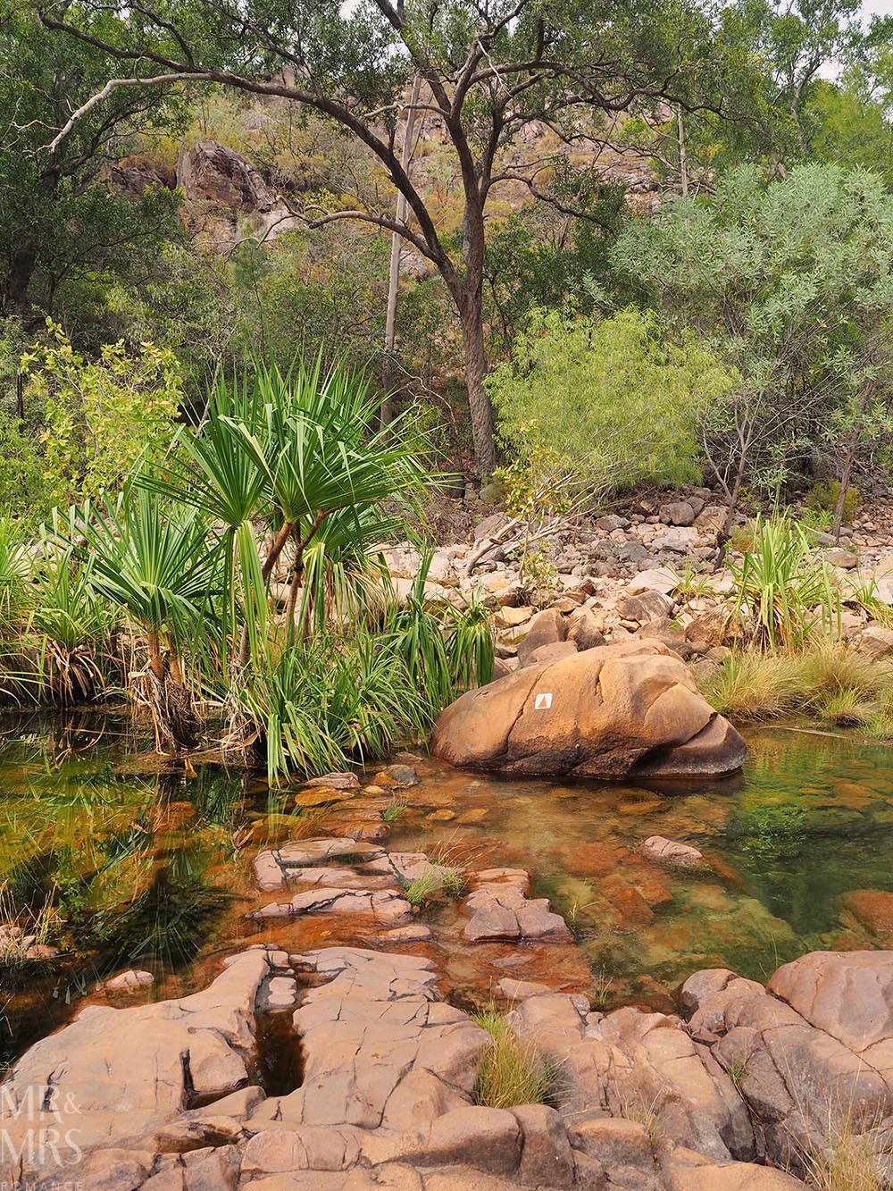 Maguk waterfall in Kakadu - stony river at bottom of gorge