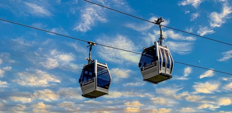 Cable car ride at sunset