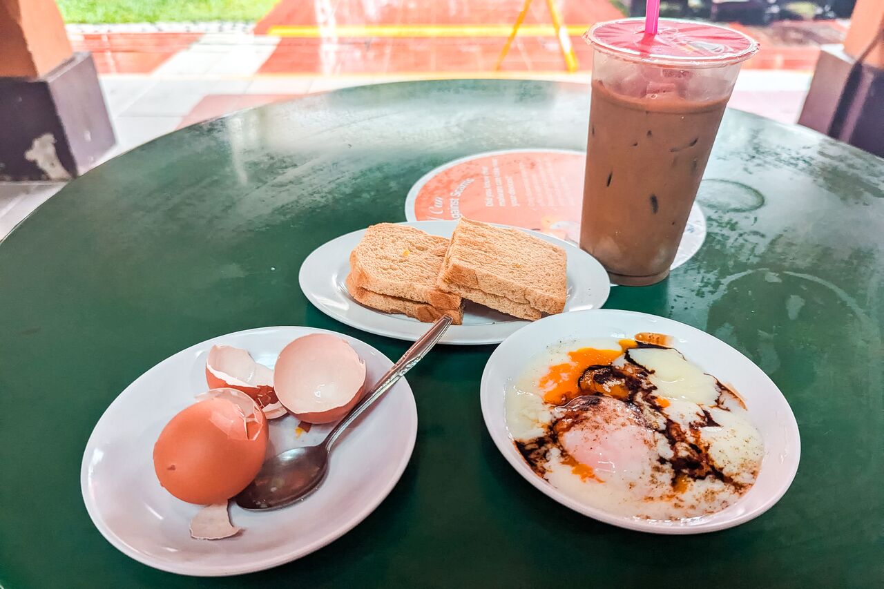 Breakfast at Maxwell Food Center at Chinatown in Singapore