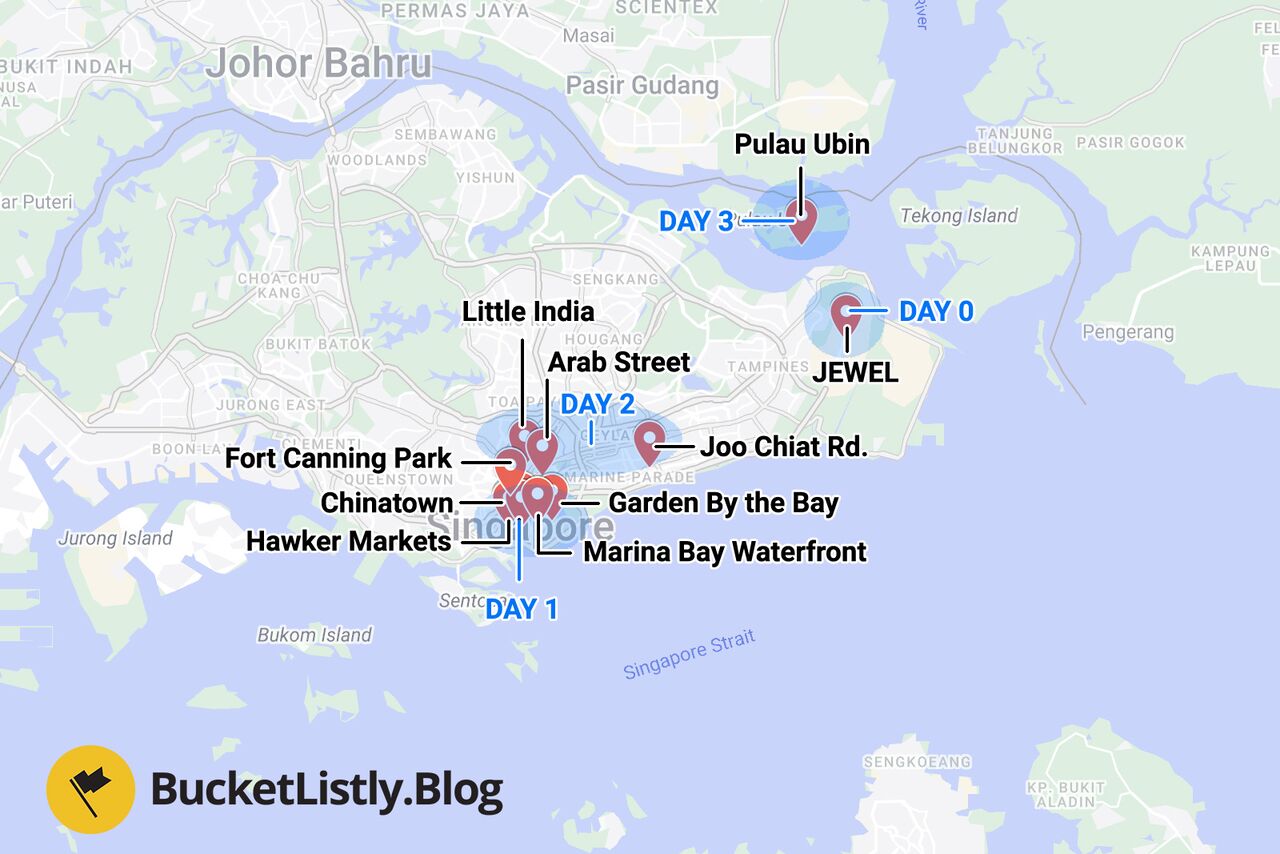 3 Days Singapore Itinerary Map