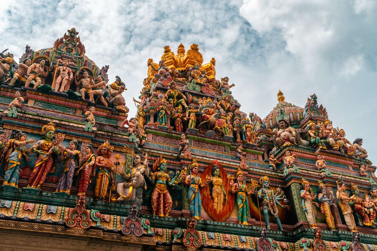 The roof of a temple in Little India, Singapore