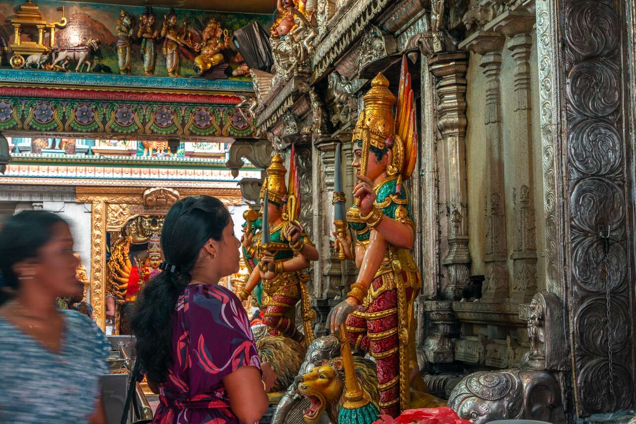 A woman in a temple in Little India, Singapore