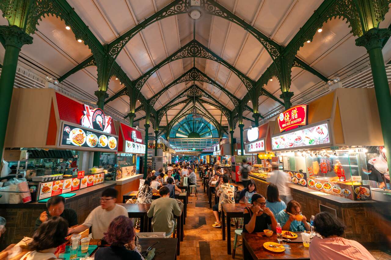 Inside Lau Pa Sat in Singapore