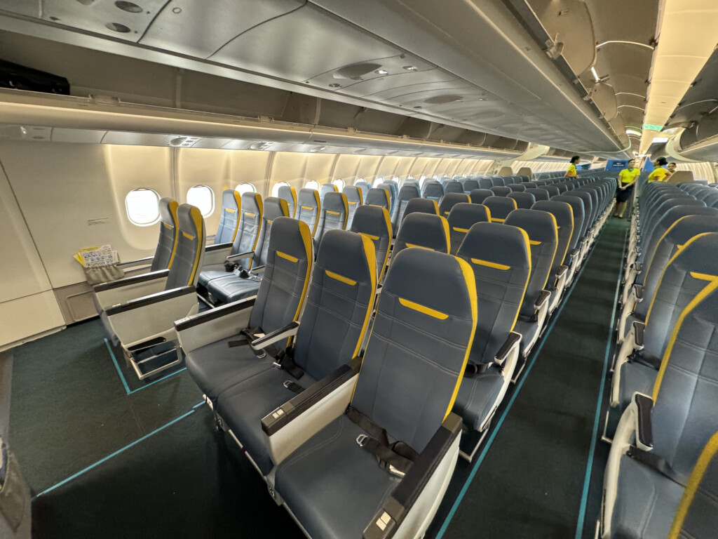 a row of seats in an airplane