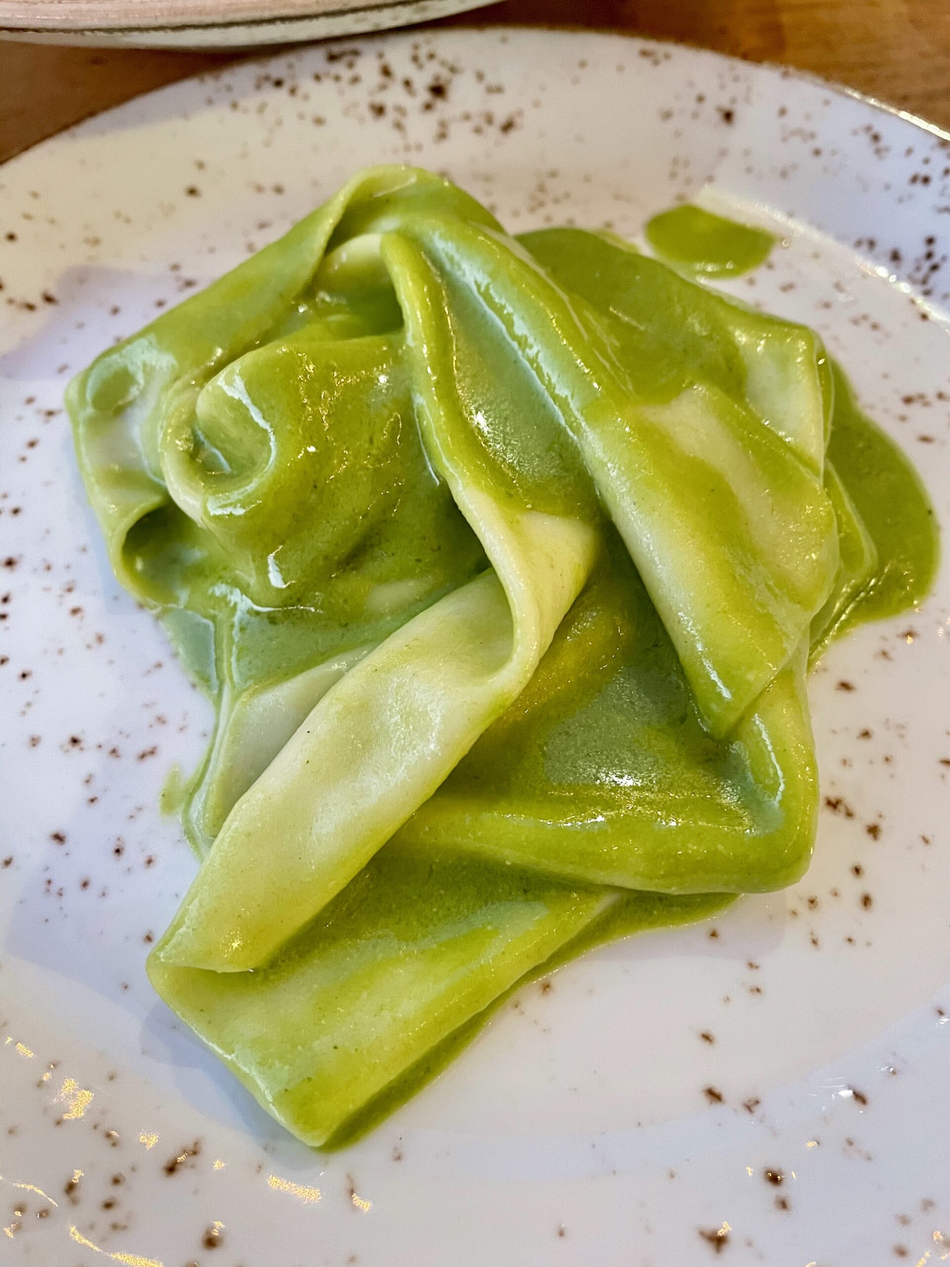 Handmade pasta being prepared in the open kitchen at Factory Kitchen, an Italian restaurant in the Arts District, Los Angeles.