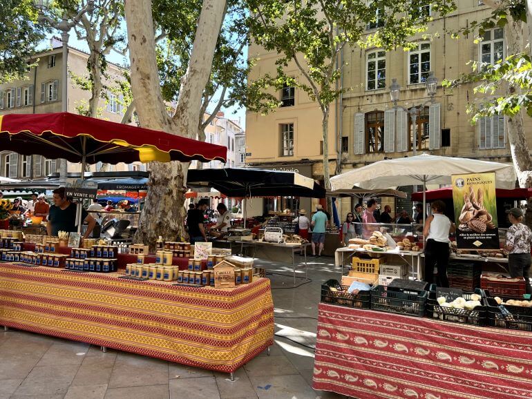 Open air market in a square in Aix-en-Provence, France