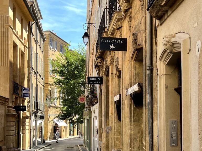 Picturesque narrow street of Aix-en-Provence, France