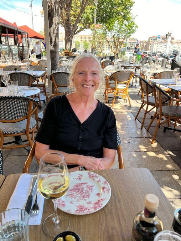 Catherine Sweeney at lunch in Marseille, France