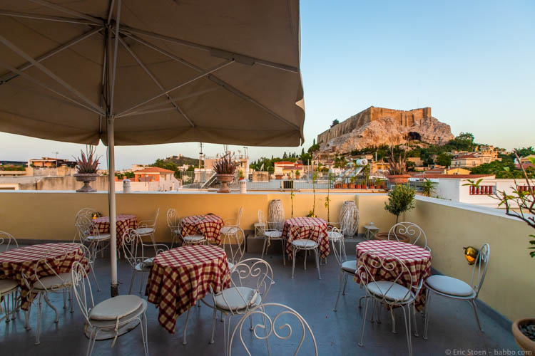 The breakfast patio at Home and Poetry in Athens