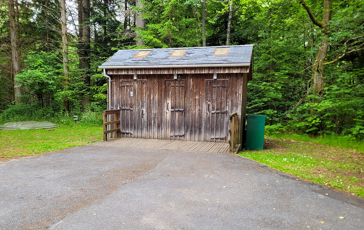 Wooden toilet hut in Faskally Woods