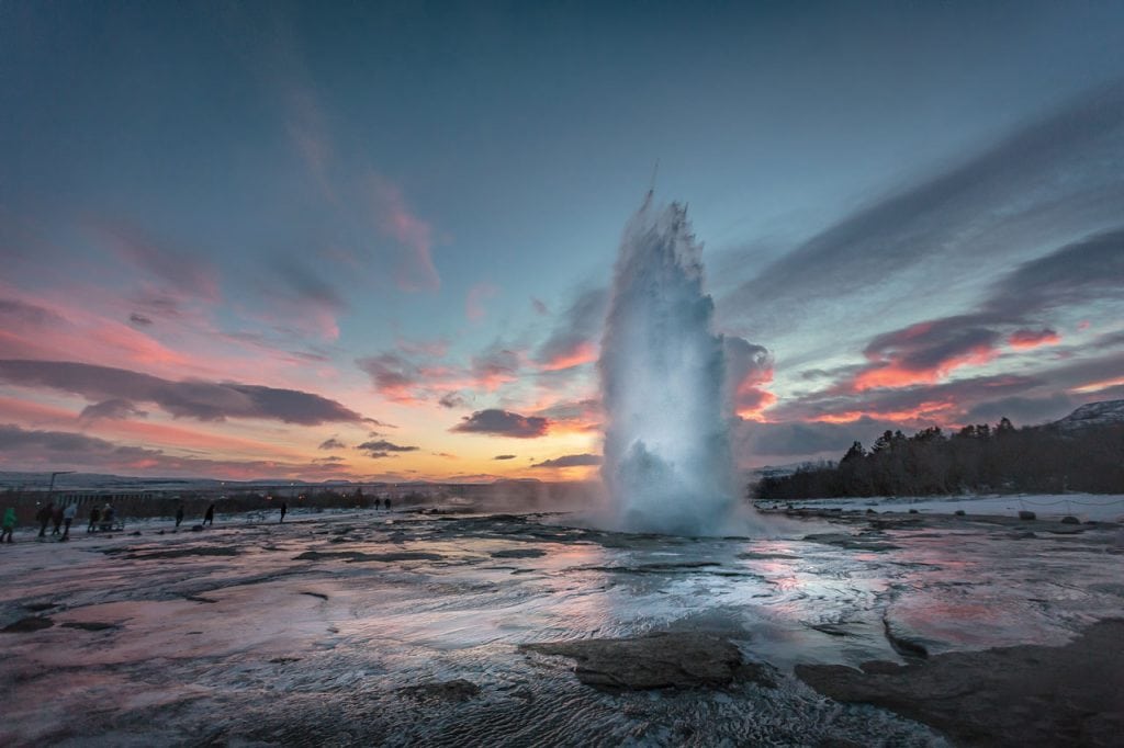 Visiting an exploding geyser in Iceland on the private golden circle tour