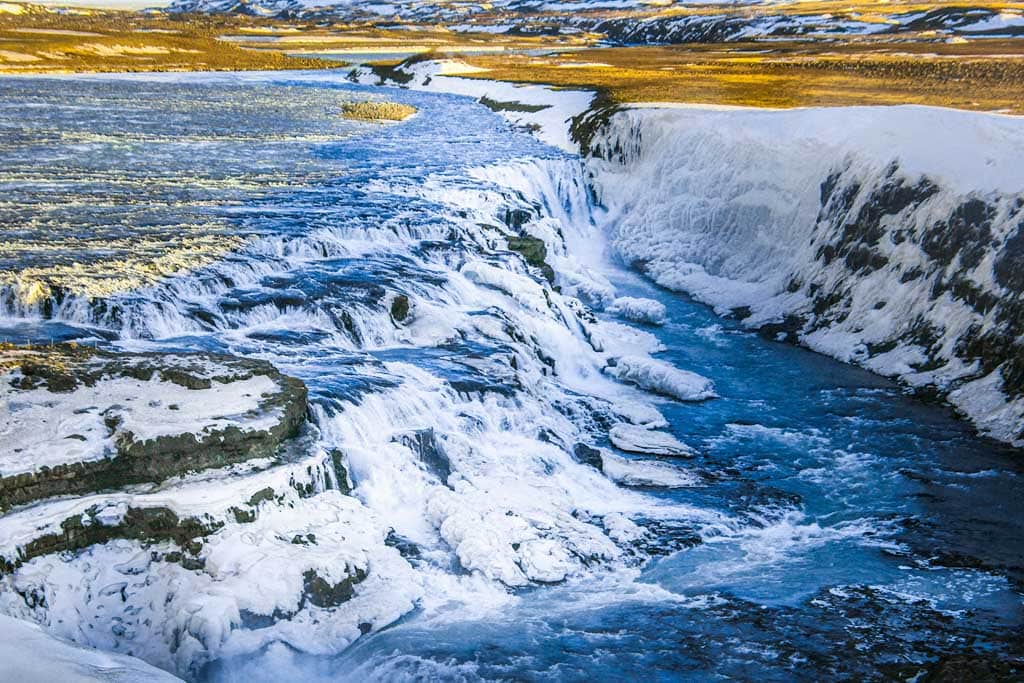 Frozen Gullfoss waterfall