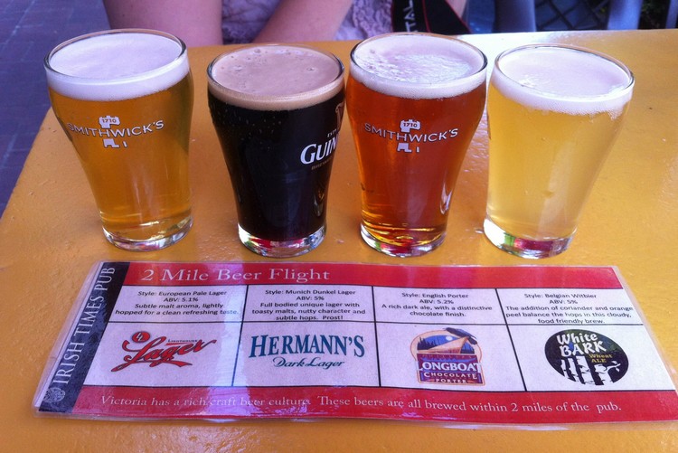 Beer Flight at Irish Times Pub