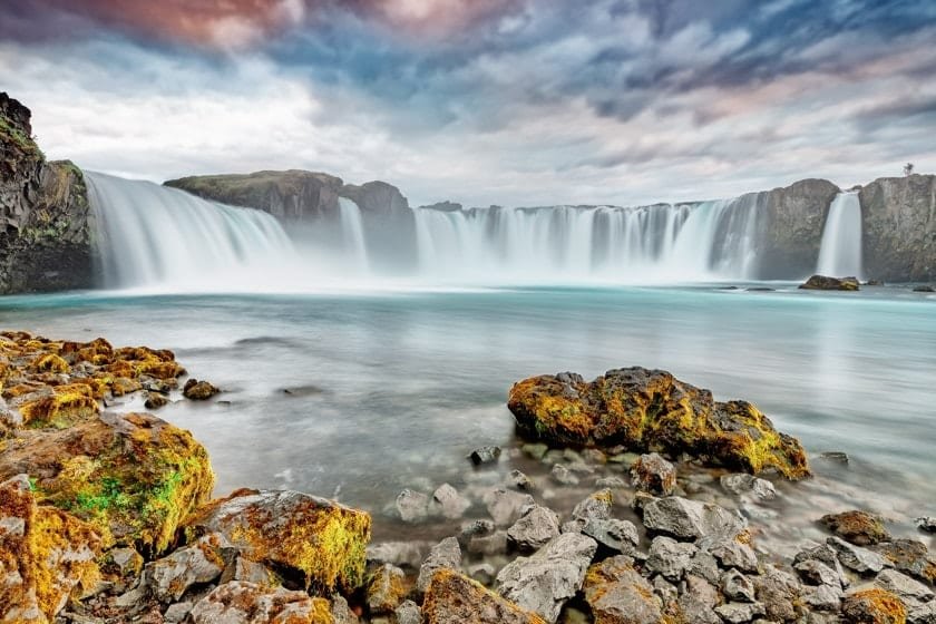 Goðafoss Waterfall in Summertime