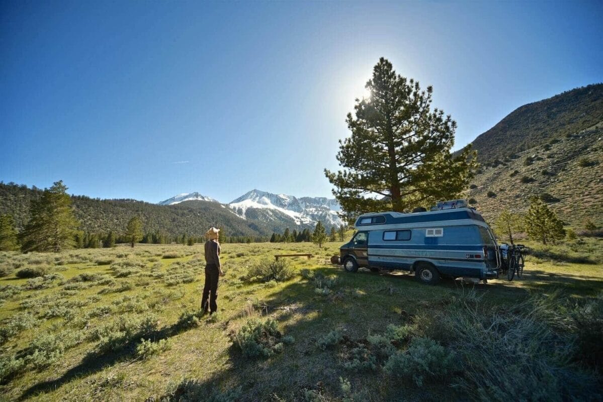 van camping in the wilderness